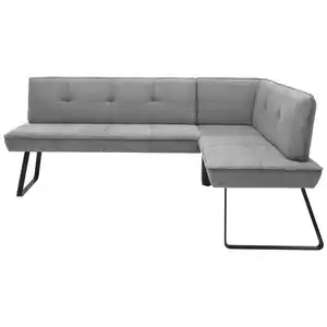 Dieter Knoll Eckbank, Grau, Schwarz, Metall, Textil, L-Form, 227x157 cm, Emas, Fußauswahl, Lederauswahl, Stoffauswahl, Typenauswahl, seitenverkehrt erhältlich, Esszimmer, Bänke, Eckbänke