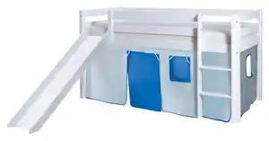 Spielbett 'Manuel',aus Kiefer, weiß/hellblau/dunkelblau, Weiß, Hellblau, Dunkelblau