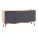 Bild 1 von Sideboard Lena Grau/ Eichefarben Echtholz, Grau, Naturfarben