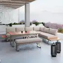 Bild 1 von Dining-Loungeset Emma Creme Outdoorstoff/Kiefer+Abdeckung, Creme