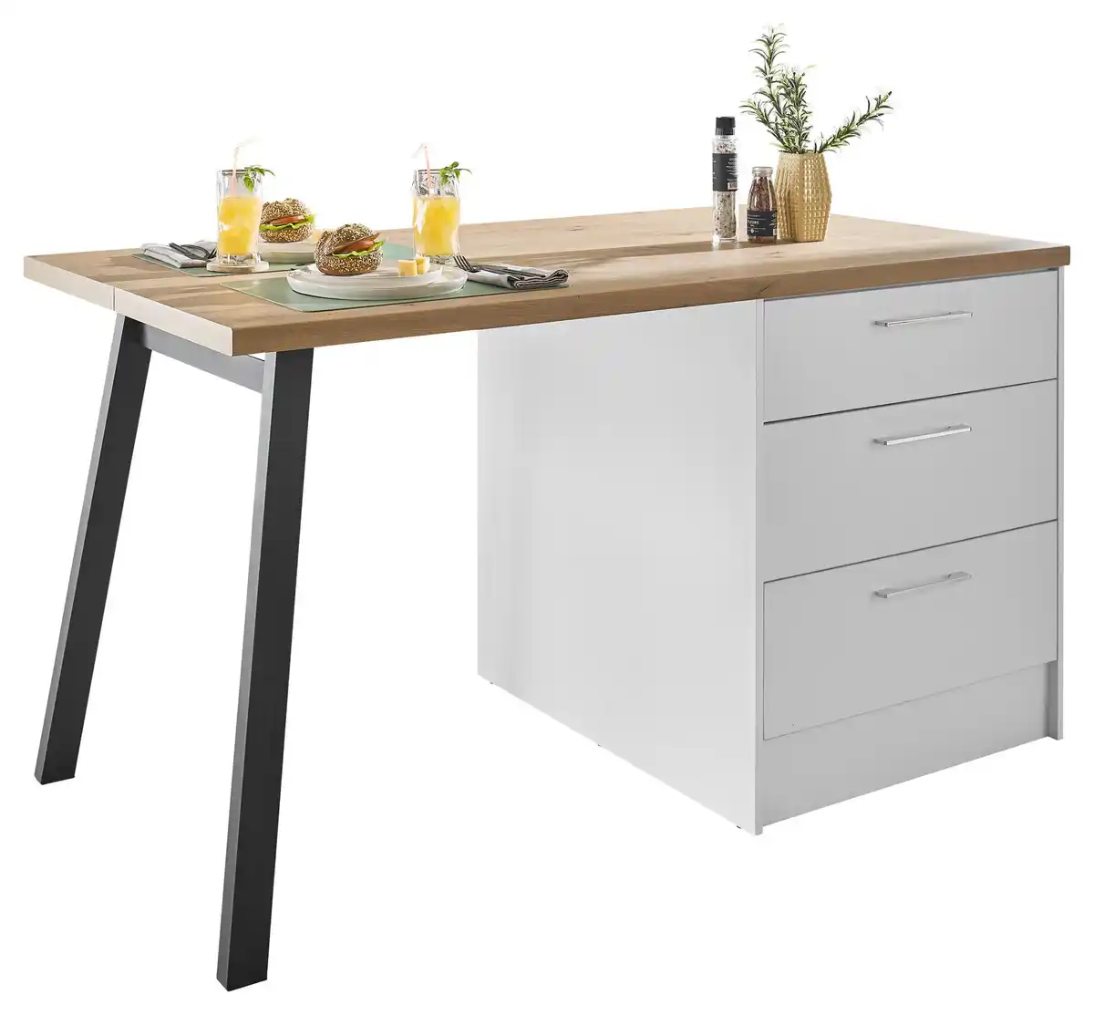 Bild 1 von Kücheninsel TURIN I in weiß/Artisan Eiche, Schwarz, Weiß, Eiche Artisan