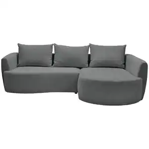 Carryhome Ecksofa, Dunkelgrau, Textil, 3-Sitzer, Füllung: Faserbällchen, Schaumstoffflocken, Ottomane rechts, L-Form, 287x179 cm, Oeko-Tex® Standard 100, Stoffauswahl, Liegefunktion, seitenverkehr