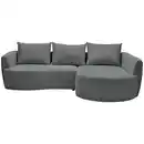 Bild 1 von Carryhome Ecksofa, Dunkelgrau, Textil, 3-Sitzer, Füllung: Faserbällchen, Schaumstoffflocken, Ottomane rechts, L-Form, 287x179 cm, Oeko-Tex® Standard 100, Stoffauswahl, Liegefunktion, seitenverkehr