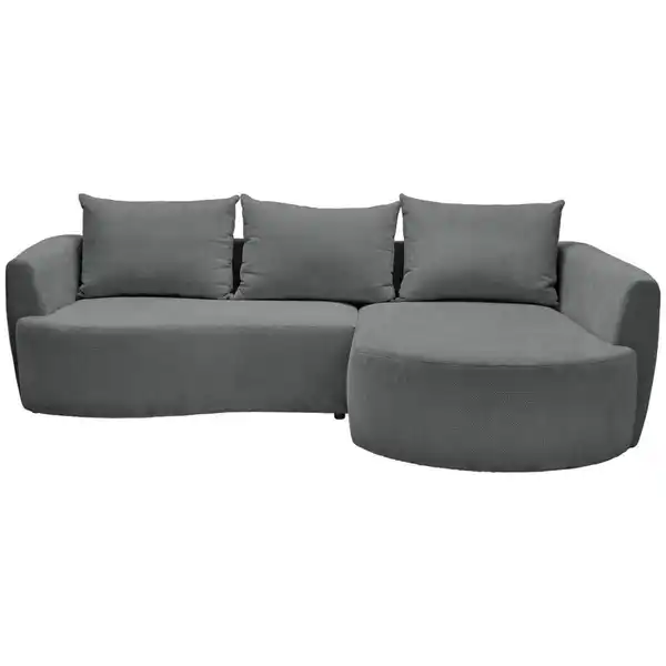 Bild 1 von Carryhome Ecksofa, Dunkelgrau, Textil, 3-Sitzer, Füllung: Faserbällchen, Schaumstoffflocken, Ottomane rechts, L-Form, 287x179 cm, Oeko-Tex® Standard 100, Stoffauswahl, Liegefunktion, seitenverkehr