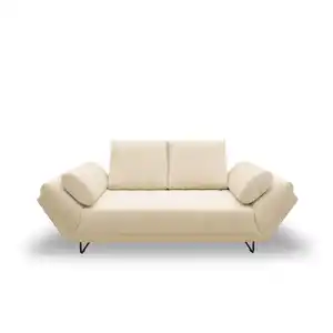 Mid.you Schlafsofa, Creme, Textil, Uni, 2-Sitzer, 210x95x97 cm, Made in EU, FSC Mix, Liegefunktion, Schlafen auf Sitzhöhe, Rücken echt, Armteil links, rechts, Kinder- & Jugendzimmer, Jugendmöbel,