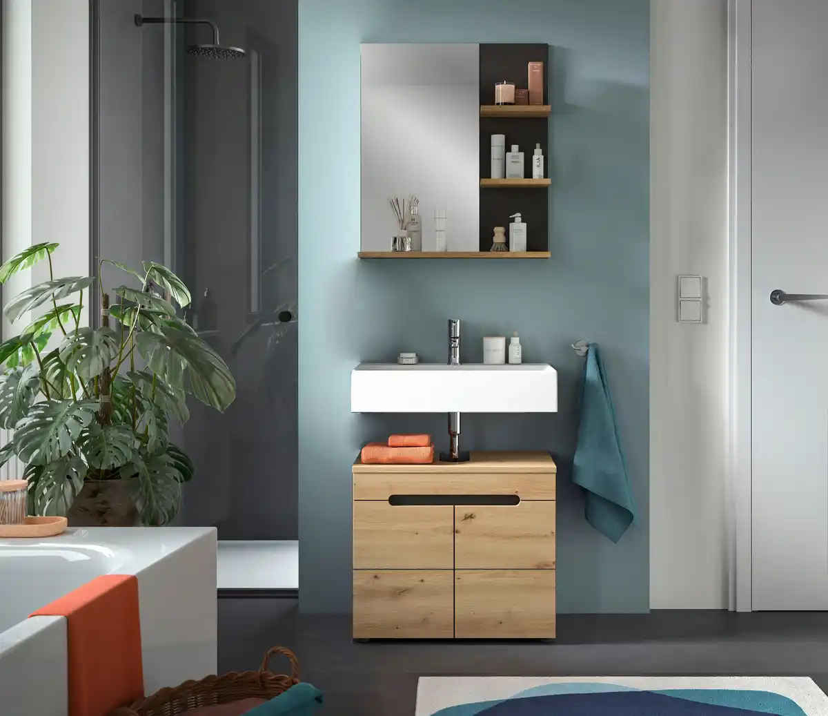 Bild 1 von Badezimmer Canu 2-tlg. ca. 63 cm Eiche/Grau, Eiche Artisan