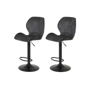 Mid.you Barhocker, Anthrazit, Metall, Textil, Raute, Säule, rund, Bodenplatte, 42x96-117x51 cm, Typenauswahl, Sitzfläche 360° drehbar, abwischbar, Stühle