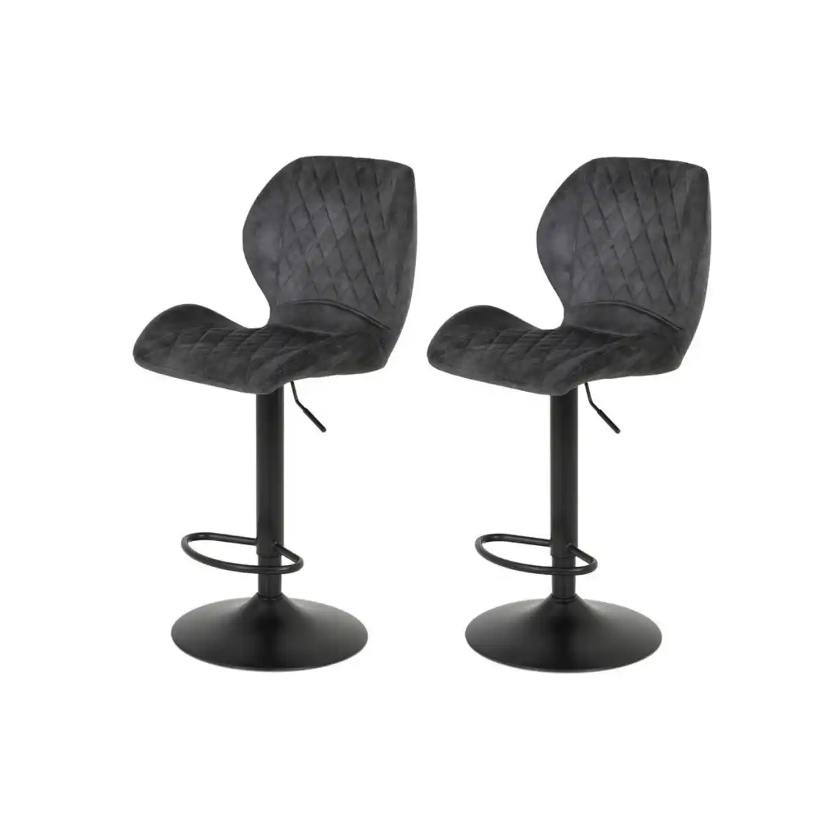 Bild 1 von Mid.you Barhocker, Anthrazit, Metall, Textil, Raute, Säule, rund, Bodenplatte, 42x96-117x51 cm, Typenauswahl, Sitzfläche 360° drehbar, abwischbar, Stühle
