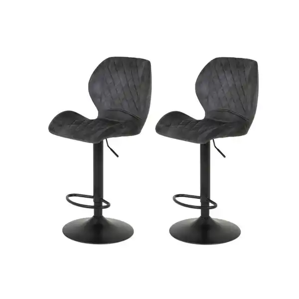 Bild 1 von Mid.you Barhocker, Anthrazit, Metall, Textil, Raute, Säule, rund, Bodenplatte, 42x96-117x51 cm, Typenauswahl, Sitzfläche 360° drehbar, abwischbar, Stühle