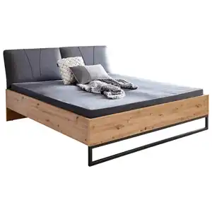 Ti'me Bett, Eiche Artisan, Metall, 180x200 cm, Schlafzimmer, Betten, Doppelbetten