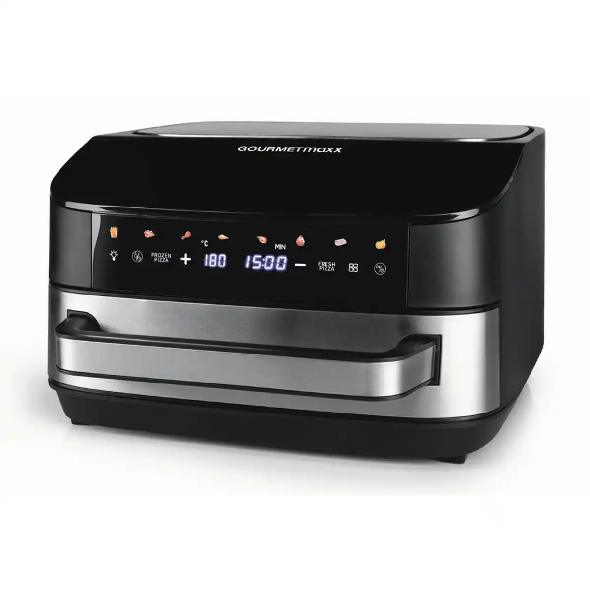 Bild 1 von Gourmetmaxx HEIßLUFTFRITTEUSE GOURMETmaxx, Schwarz, Silber, Metall, Kunststoff, 7 L, 41x24x32.5 cm, Temperaturanzeige, Timer, Heißlufttechnologie, Einsatz/Korb spülmaschinengeeignet, Programm wäh