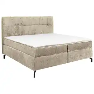 Esposa Boxspringbett, Hellbraun, Textil, H3, Höhe ca. 17 cm, 180x200 cm, Stoffauswahl, Topper durchgehend, Matratze in verschiedenen Härtegraden erhältlich, Schlafzimmer, Betten, Doppelbetten