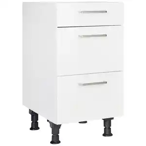 Nobilia Schubkastenunterschrank Touch, Weiß, Metall, 3 Schubladen, einzeln stellbar, 45x87x56 cm, Blauer Engel, Pefc, Goldenes M, Made in Germany, DGM-Klimapakt, Zusatzausstattung erhältlich, Küch