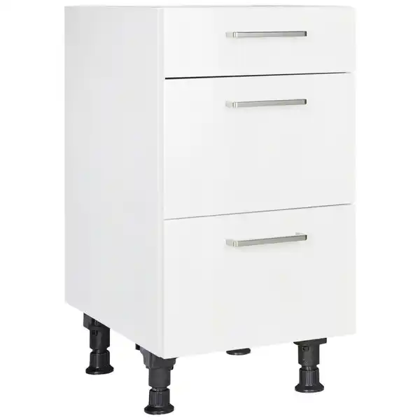 Bild 1 von Nobilia Schubkastenunterschrank Touch, Weiß, Metall, 3 Schubladen, einzeln stellbar, 45x87x56 cm, Blauer Engel, Pefc, Goldenes M, Made in Germany, DGM-Klimapakt, Zusatzausstattung erhältlich, Küch