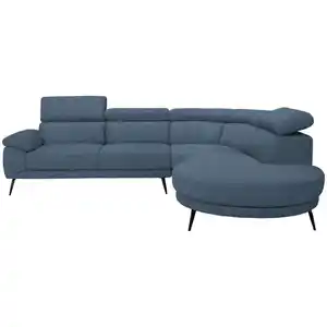 Novel Ecksofa, Blau, Textil, 5-Sitzer, Ottomane rechts, L-Form, 299x264 cm, Typenauswahl, Lederauswahl, Stoffauswahl, seitenverkehrt erhältlich, Hocker Rücken echt, Wohnzimmer, Sofas & Couches, Woh