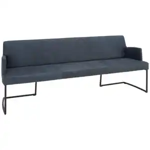 Joop! Sitzbank Swing, Schwarz, Dunkelblau, Leder, Echtleder, Nubukleder, Uni, 3-Sitzer, 218x87x66 cm, Goldenes M, Lederauswahl, Stoffauswahl, mit Rückenlehne, Esszimmer, Bänke, Sitzbänke