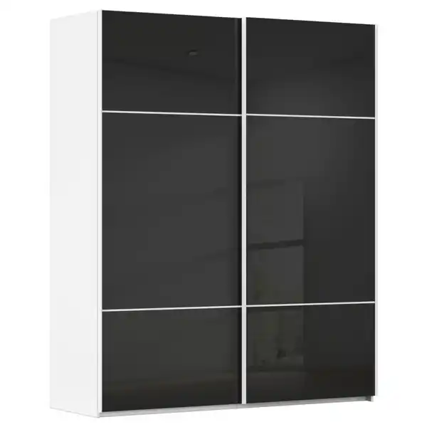 Bild 1 von Novel Schwebetürenschrank, Schwarz, Weiß, Holzwerkstoff, 7 Fächer, 162x223x68 cm, Typenauswahl,  umfangreiches Zubehör erhältlich, in verschiedenen Größen und Holzdekoren erhältlich, Schlafzi