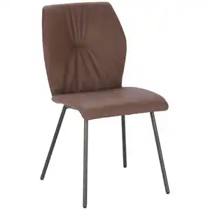 Bert Plantagie Stuhl, Dunkelbraun, Anthrazit, Leder, Metall, Echtleder, Anilinleder, Rundrohr, 49x89x59 cm, Beinauswahl, Lederauswahl, Stoffauswahl, Stühle