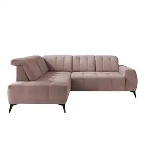 Livetastic Ecksofa, Rosa, Textil, Uni, 4-Sitzer, Ottomane links, L-Form, 261x200 cm, Made in EU, Typenauswahl, Stoffauswahl, seitenverkehrt erhältlich, Rücken echt, USB-Anschluss, elektrischer Sitz