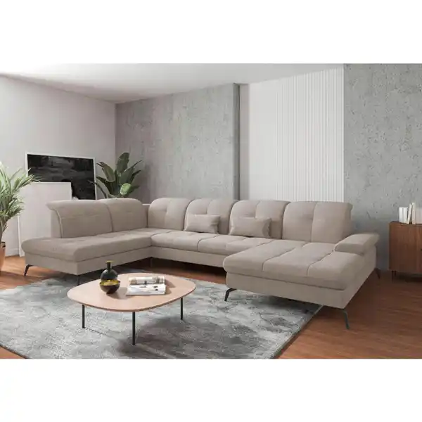 Bild 1 von Sit & More Wohnlandschaft, Greige, Textil, 6,5-Sitzer, Ottomane links, U-Form, 357x231 cm, Goldenes M, Oeko-Tex® Standard 100, Made in Europe, DGM-Klimapakt, Rücken echt, Armteil rechts, Wohnzimmer
