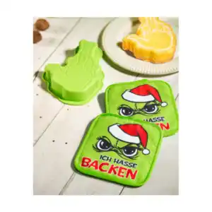 Silikonform und Topflappen