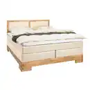 Bild 1 von Linea Natura Boxspringbett, Eiche, Beige, Holz, Textil, Wildeiche, massiv, H2 + H3, Höhe ca. 20 cm, 160x200 cm, Partnermatratze mit durchgehendem Bezug, Schlafzimmer, Betten, Doppelbetten