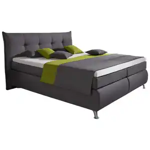 Carryhome Boxspringbett, Anthrazit, Textil, H3, 7,7-Zonen, Höhe ca. 17 cm, 180x200 cm, Made in Germany, DGM-Klimapakt, Stoffauswahl, Matratze in verschiedenen Härtegraden erhältlich, Schlafzimmer,