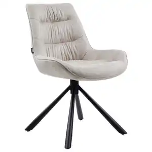 Hom`in Stuhl, Beige, Metall, Textil, konisch, Drehkreuz, 57x84x63 cm, Sitzfläche 360° drehbar, Esszimmer, Stühle, Esszimmerstühle