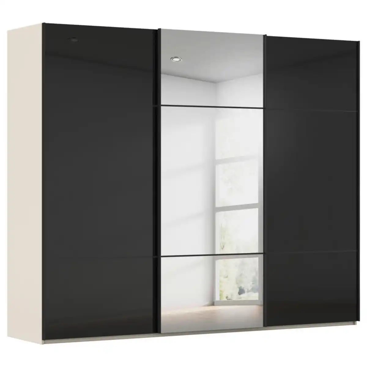 Bild 1 von Novel Schwebetürenschrank, Schwarz, Champagner, Metall, 9 Fächer, 271x223x68 cm, Blauer Engel, Goldenes M, BQ - Bündnis für Qualität, Made in Germany, Typenauswahl, umfangreiches Zubehör erhäl