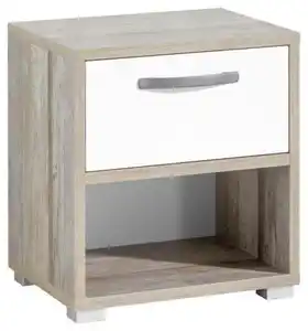 Nachtkästchen in Braun/Grau/ Weiss 'Moon', Braun, Grau, Weiß