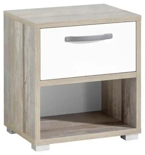 Bild 1 von Nachtkästchen in Braun/Grau/ Weiss 'Moon', Braun, Grau, Weiß