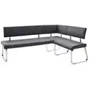 Bild 1 von Livetastic Eckbank, Schwarz, Edelstahl, Metall, Leder, Echtleder, Rindleder, seitenverkehrt montierbar, L-Form, 200x150 cm, mit Rückenlehne, Esszimmer, Bänke, Eckbänke