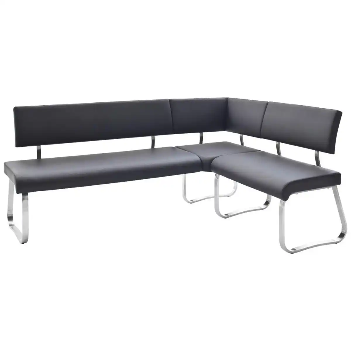 Bild 1 von Livetastic Eckbank, Schwarz, Edelstahl, Metall, Leder, Echtleder, Rindleder, seitenverkehrt montierbar, L-Form, 200x150 cm, mit Rückenlehne, Esszimmer, Bänke, Eckbänke