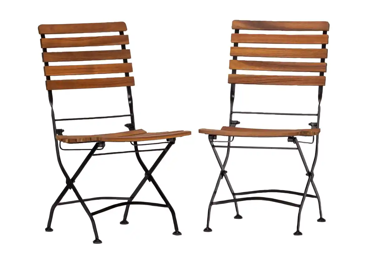 Bild 1 von Gartensessel 2er-Set Acamp klappbar Holz/Metall, Anthrazit, Akaziefarben