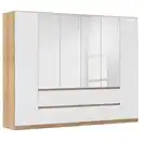 Bild 1 von Rauch Möbel Drehtürenschrank, Weiß, Eiche, Holzwerkstoff, 4 Fächer, 4 Schubladen, 271x210x54 cm, Blauer Engel, Goldenes M, Made in Germany, umfangreiches Zubehör erhältlich, griffloses Öffnen,