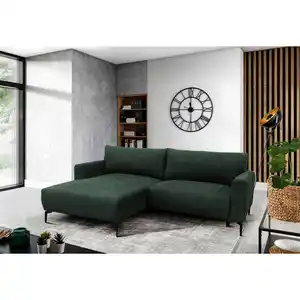 Mid.you Ecksofa, Dunkelgrün, Textil, Ottomane links, L-Form, 240x163 cm, Liegefunktion, Wohnzimmer, Sofas & Couches, Wohnlandschaften, Ecksofas