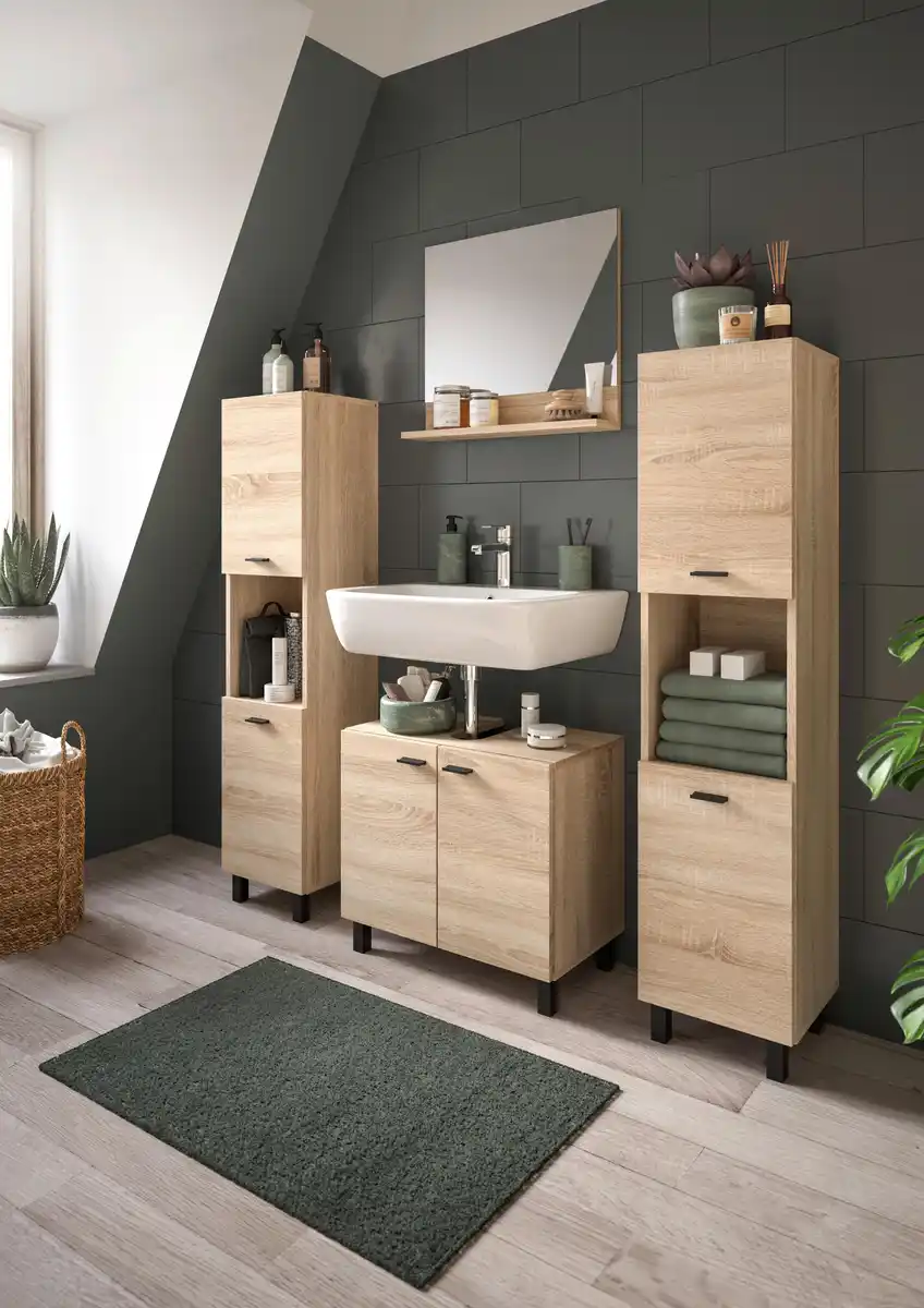 Bild 1 von Badezimmer Boston 4-tlg. ca. 117 cm Sonoma Eiche, Sonoma Eiche