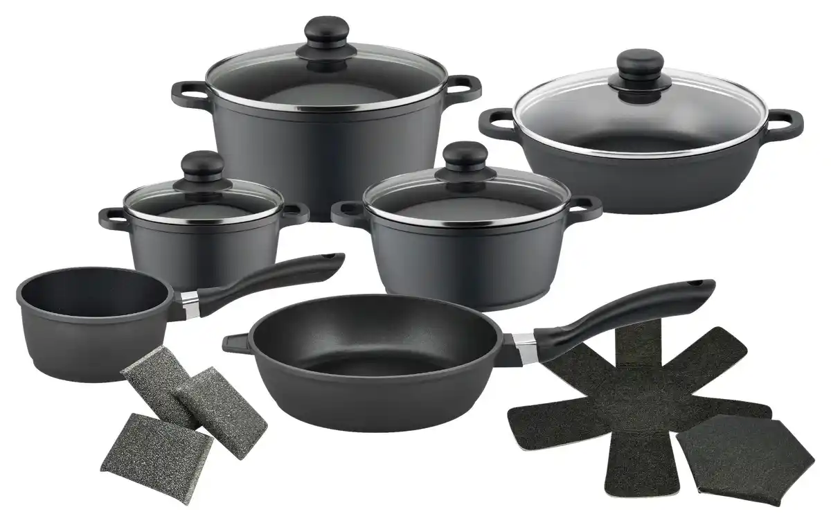 Bild 1 von Kochtopfset Frederic Schwarz, 15-teilig, Schwarz