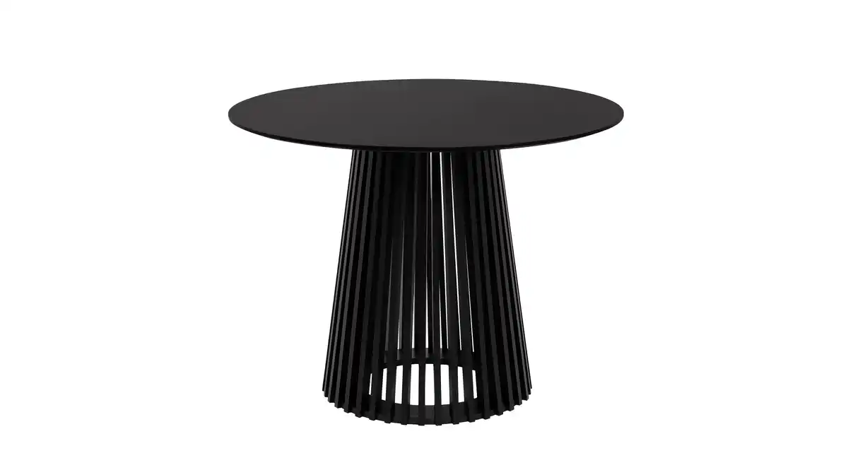 Bild 1 von Esstisch rund 100 cm schwarz - Lamellen-Sockel - GARLE