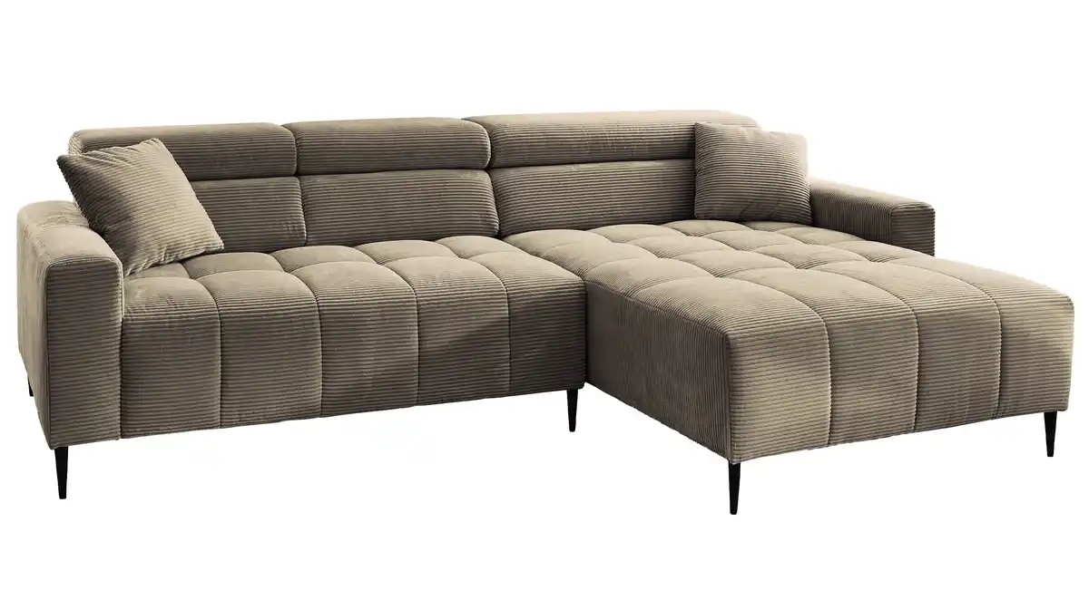 Bild 1 von Ecksofa Cord grün ausziehbar - Sitztiefenverstellung 256 cm - OT rechts - SIMPLE