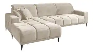Ecksofa Cord beige ausziehbar - Sitztiefenverstellung 286 cm - OT links - MARISOL