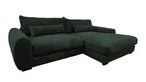 Ecksofa Cord grün 265 x 180 cm - OT rechts - MARK
