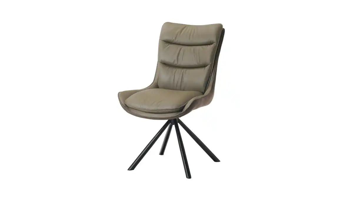 Bild 1 von Polsterstuhl Schalenstuhl Echtleder braun - drehbar - MAURICE