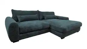Ecksofa Cord blau 265 x 180 cm - OT rechts - MARK