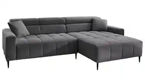 Ecksofa Cord grau ausziehbar - Sitztiefenverstellung 256 cm - OT rechts - SIMPLE
