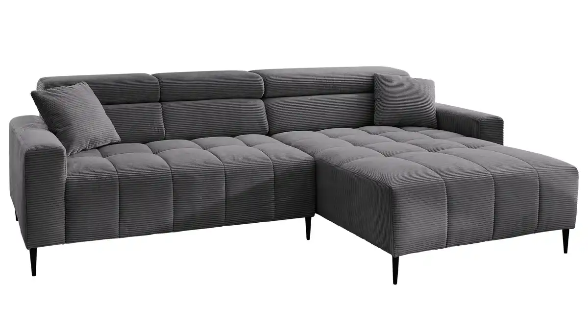Bild 1 von Ecksofa Cord grau ausziehbar - Sitztiefenverstellung 256 cm - OT rechts - SIMPLE