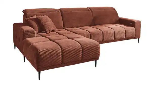 Bild 1 von Ecksofa Cord rost ausziehbar - Sitztiefenverstellung 286 cm - OT links - MARISOL