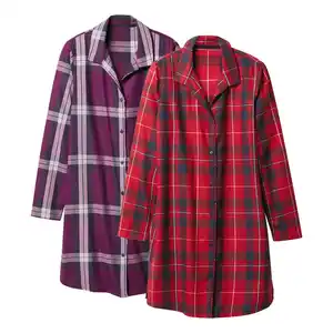 OYANDA® Damen-Flanell-Bigshirt