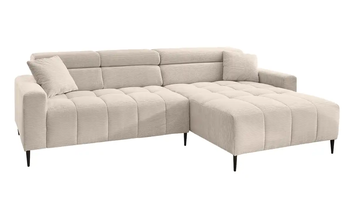 Bild 1 von Ecksofa Cord beige ausziehbar - Sitztiefenverstellung 256 cm - OT rechts - SIMPLE