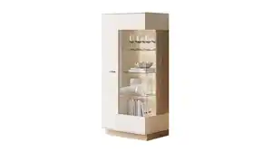 Vitrine mit Glastür beige - Eiche - Breite 75 cm - MEOLO